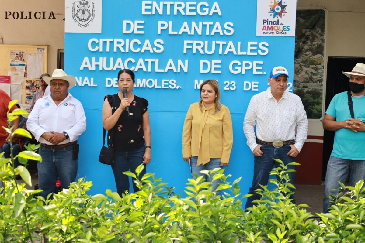 En Ahuacatlán Lupita Ramírez realiza entrega Plantas Cítricas Frutales