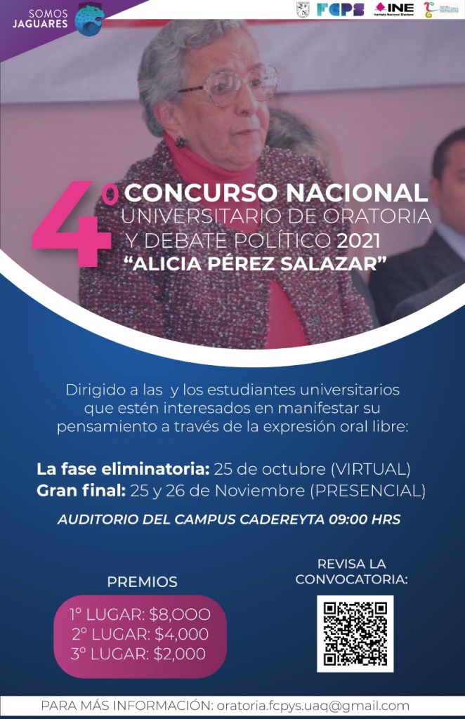 Cadereyta de Montes: Será sede del cuarto concurso de debate político y oratoria “Alicia Pérez Salazar”.