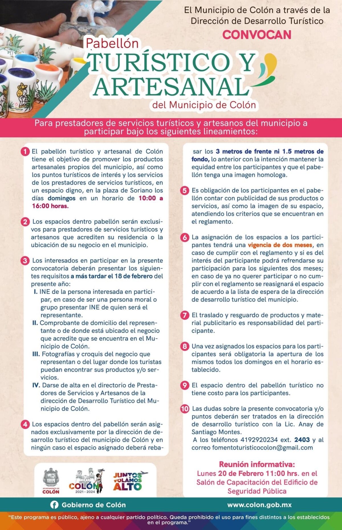 Impulsará Gobierno Municipal de Colón Turismo y Artesanías en el Estado de Querétaro